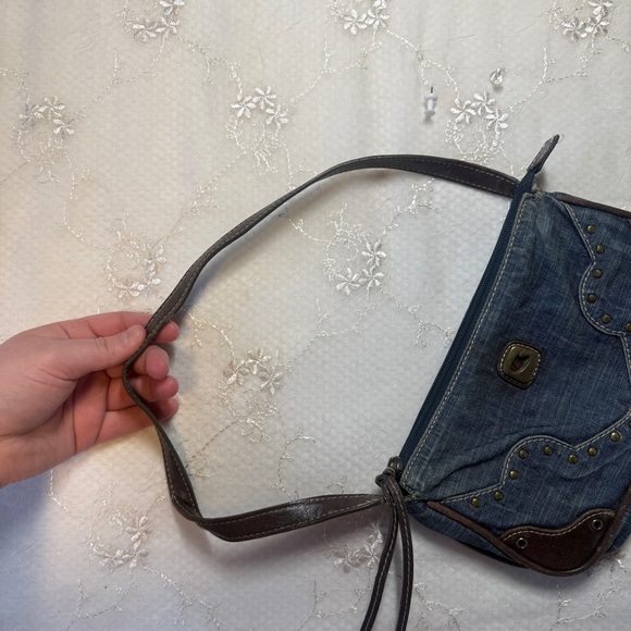 vintage y2k guess denim + leather mini shoulder bag - Picture 8 of 8